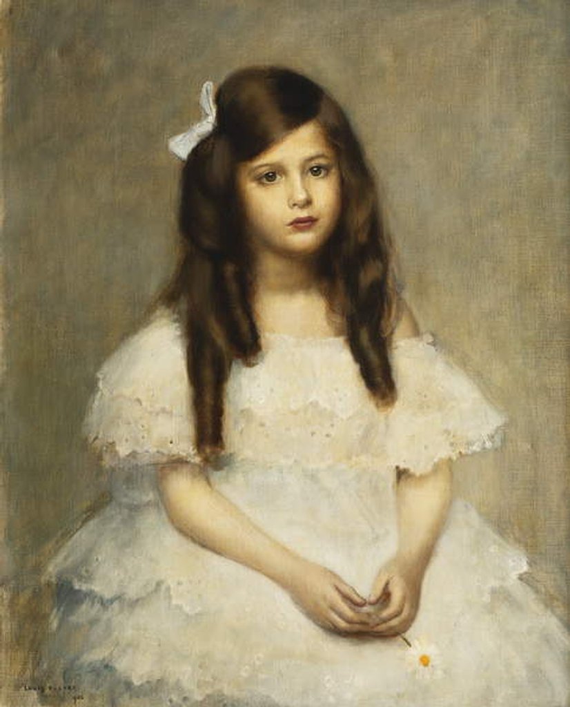 Detail of A Portrait of a Girl, Seated Three-Quarter Length, 1906 by Louis Picard