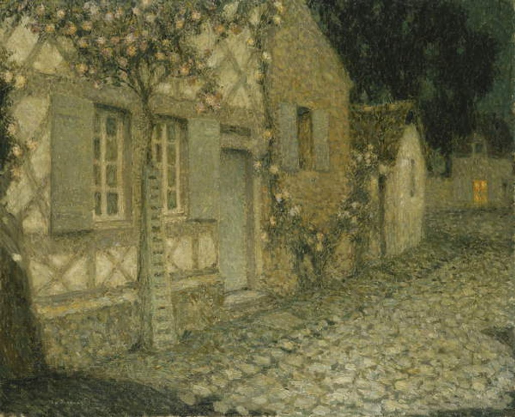 Detail of The Gardener's House in the Moonlight, Gerberoy; La Maison du Jardinier au Clair de Lune, Gerberoy, 1926 by Henri Eugene Augustin Le Sidaner