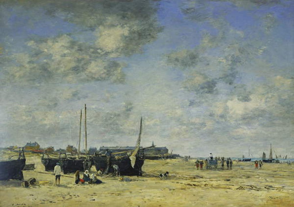 Detail of The Beach at Berck; La Plage de Berck, 1878 by Eugene Louis Boudin