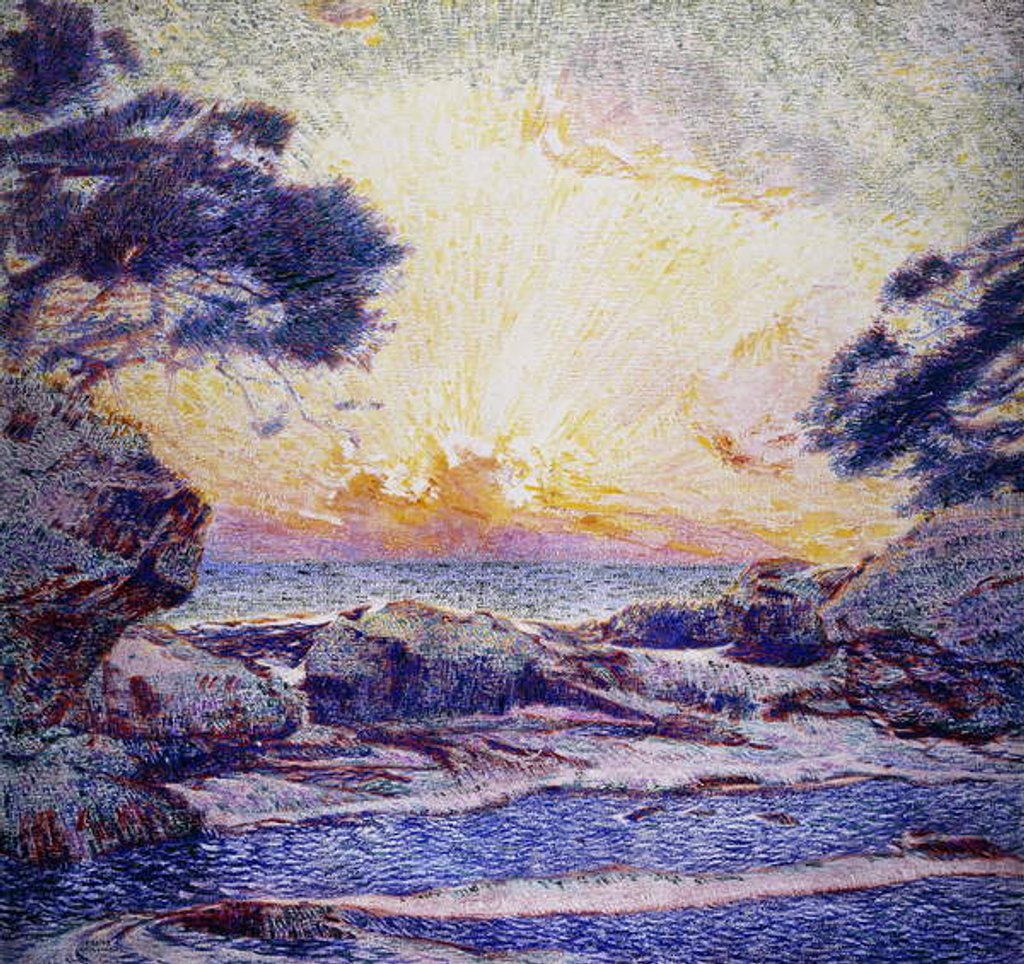 Detail of Cote Scene; Sunset; Scene de Cote; Coucher de Soleil by Frans Gaillard