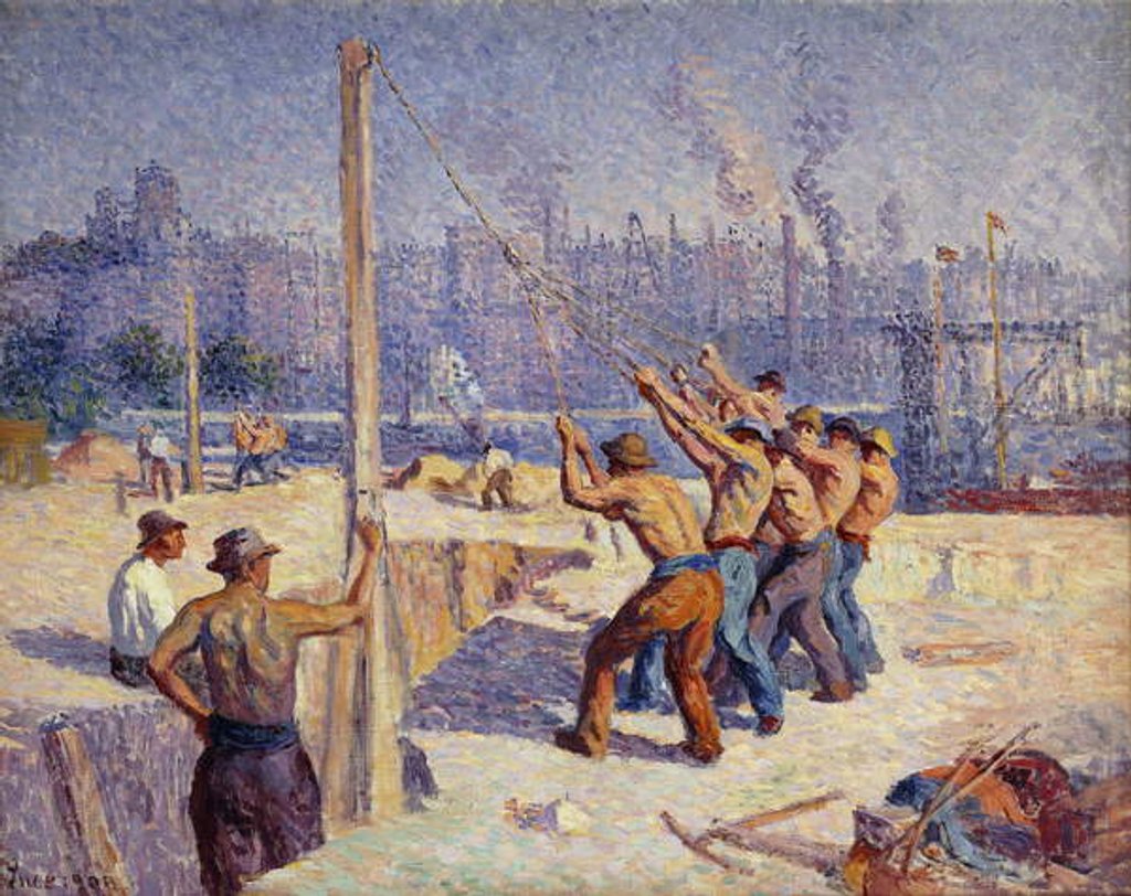 Detail of Les Batteurs de Pieux, 1900 by Maximilien Luce