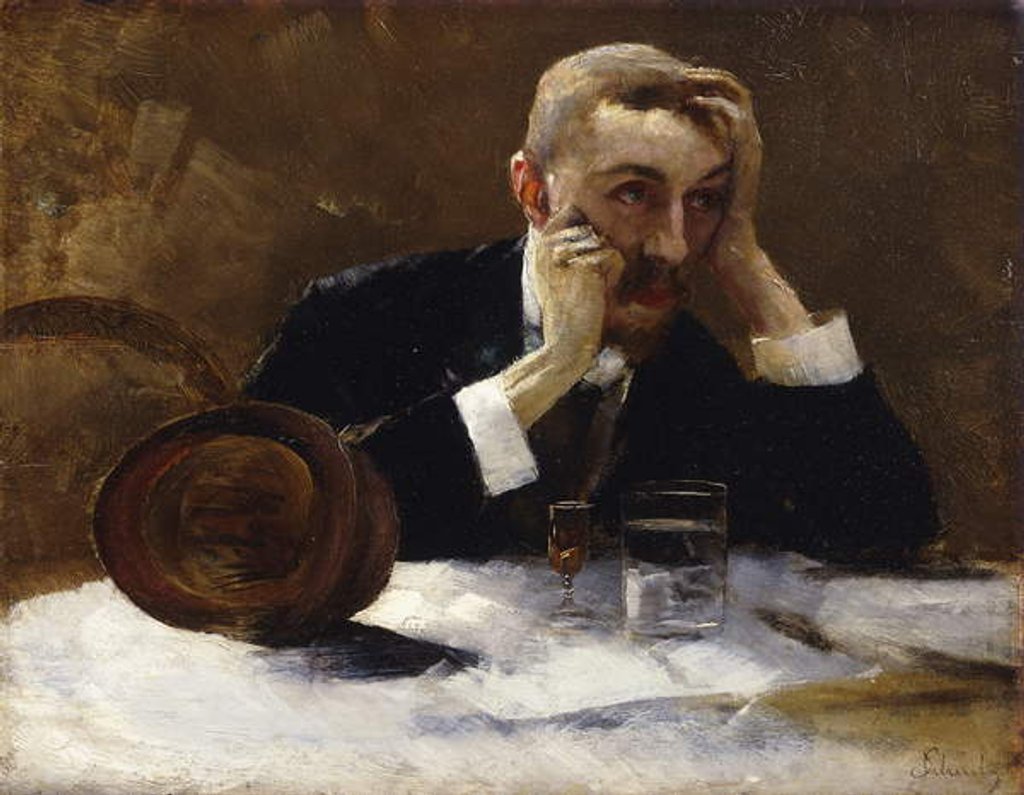 Detail of Late Self-Portrait; Spates Selbstbildnis by Carl Schuch