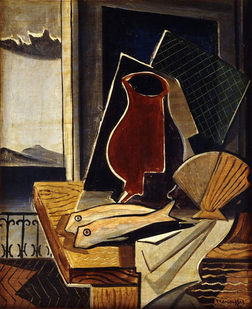 Detail of Table in Front of a Balcony; Table devant le Balcon, 1926 by Louis Marcoussis