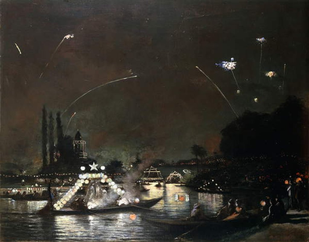 Detail of Paris on the Night of July 14; Paris la Nuit du XIV Juillet by Gaston de Latouche