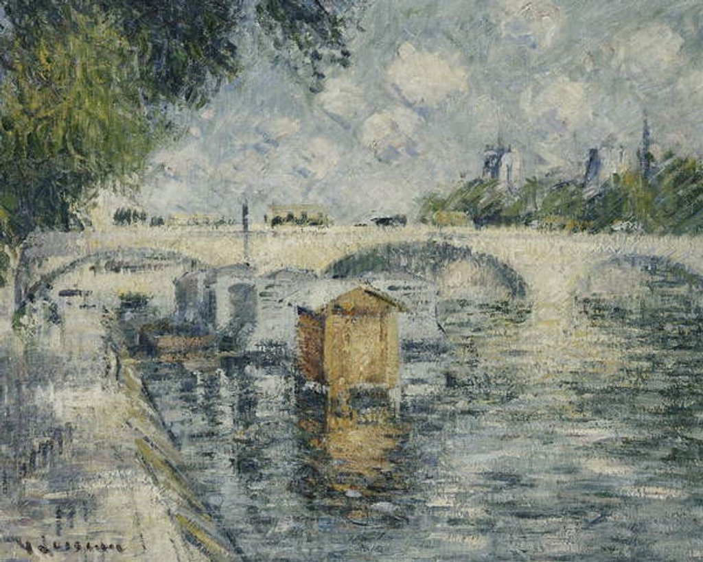 Detail of Le Pont Louis Philippe, Paris, 1925 by Gustave Loiseau