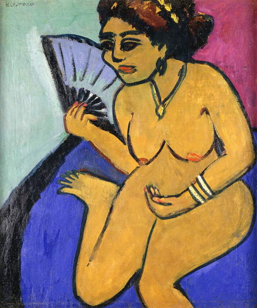 Detail of Seated Nude with Fan; Sitzender Akt Mit Facher, 1910-11 by Ernst Ludwig Kirchner