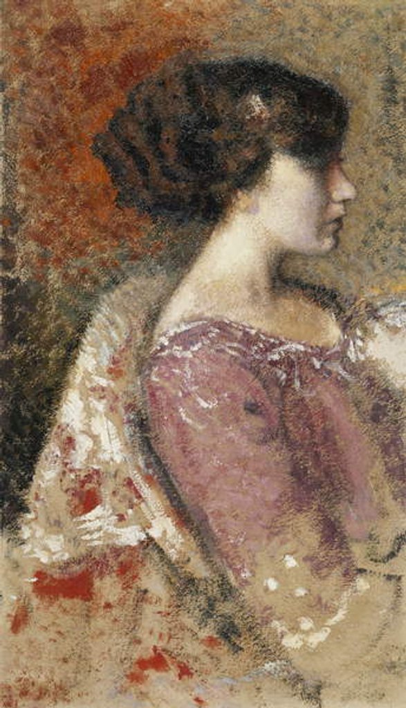 Detail of Portrait of a Young Girl; Portrait de Jeune Fille - Portret van een Jong Meisje by Georges Lemmen