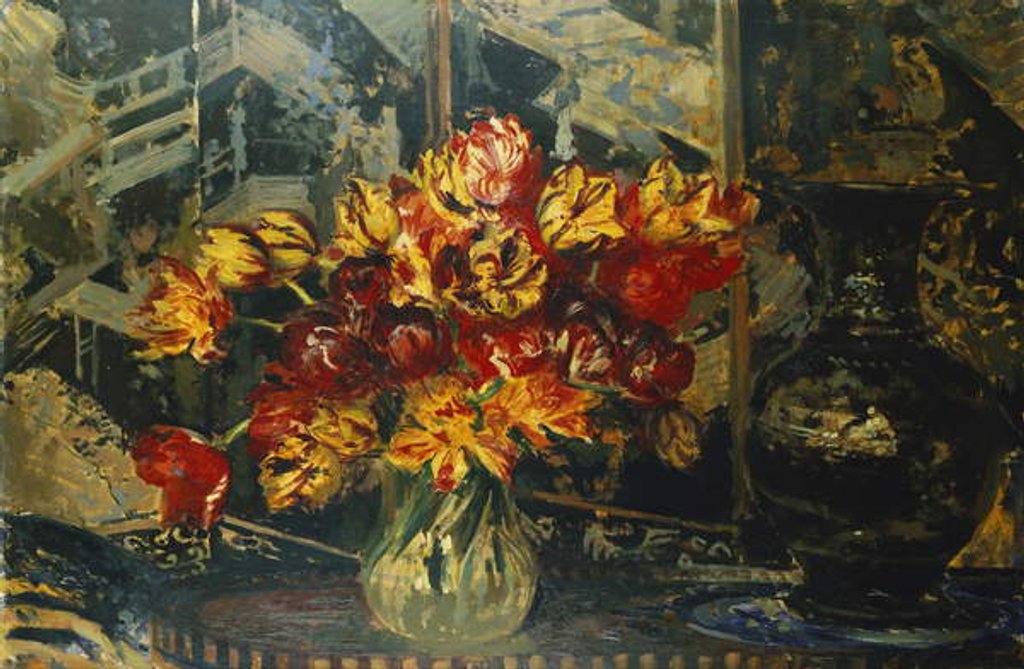 Detail of Bunch of Tulips and a Screen; Bouquet de Tulipes au Paravent, by Jacques-Emile Blanche