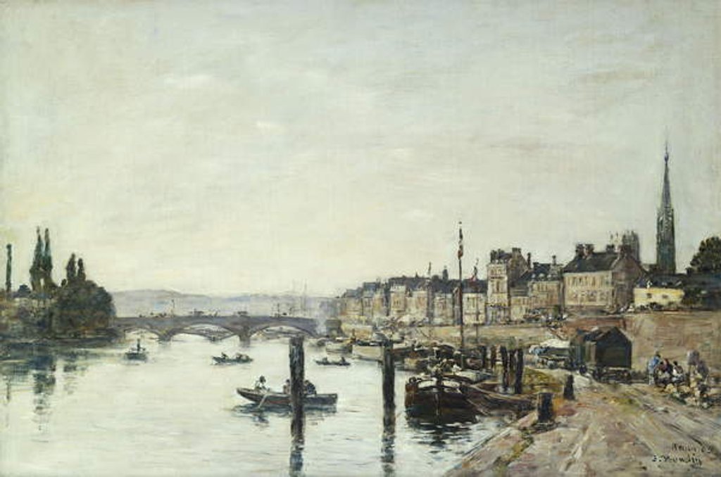 Detail of Rouen; La Seine et le Pont Corneill, 1895 by Eugene Louis Boudin