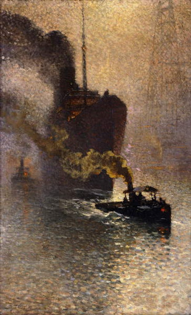 Detail of In Tow on the Thames in the Fog; Escorte sur la Tamise dans le Brouillard - Op Sleeptouw Genomen op de Theems, 1918 by Emile Claus