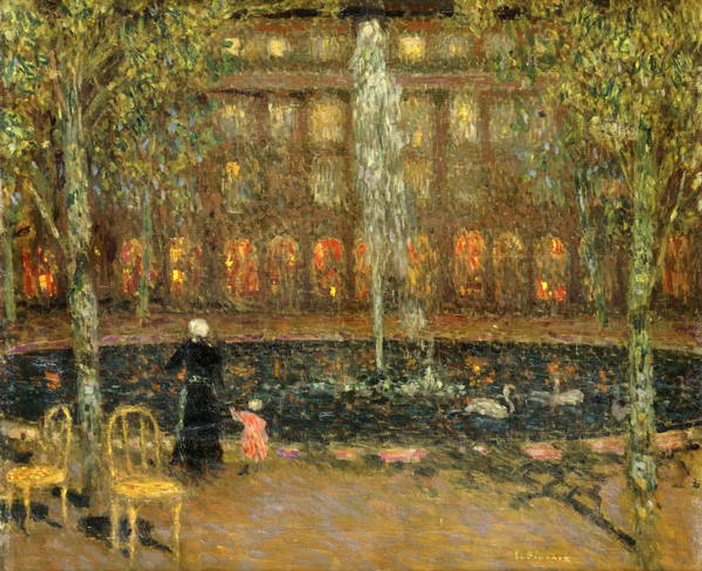 Detail of The Pond at the Palais Royal; Le Bassin au Palais Royal by Henri Eugene Augustin Le Sidaner