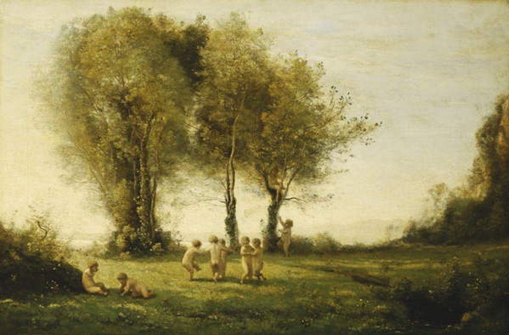 Detail of Round of Love; Sunrise; Ronde d'Amours; Lever du Soleil, c.1854-55 by Jean Baptiste Camille Corot