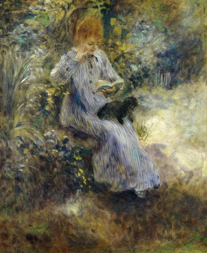 Detail of Woman and Black Dog; Femme au Chien Noir, 1874 by Pierre Auguste Renoir