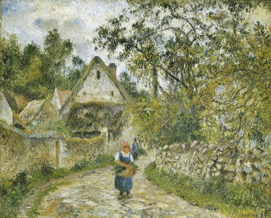 Detail of Le Chemin de Hameau-Chaumieres au Valhermeil, 1880 by Camille Pissarro