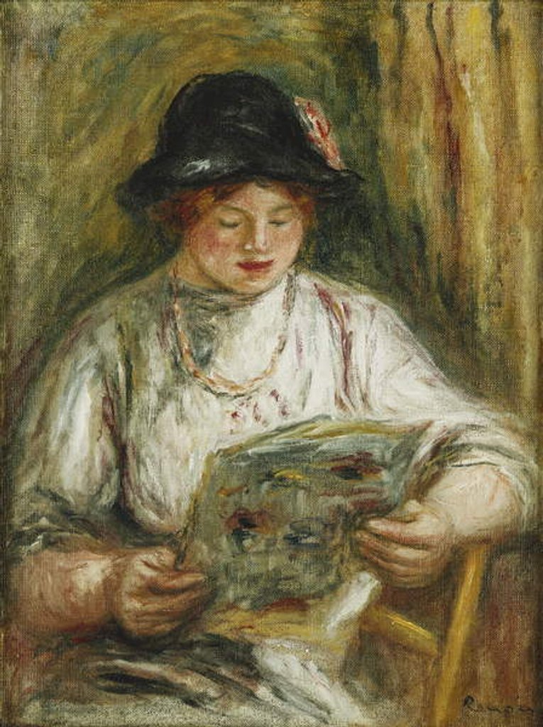 Detail of Woman Reading; Femme Lisant, c.1910-12 by Pierre Auguste Renoir
