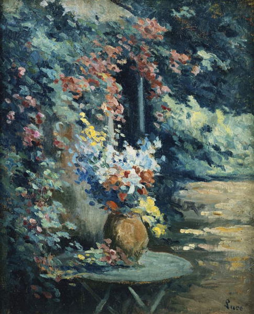 Detail of Flowers in a Landscape; Bouquet de Fleurs dans un Paysage by Maximilien Luce