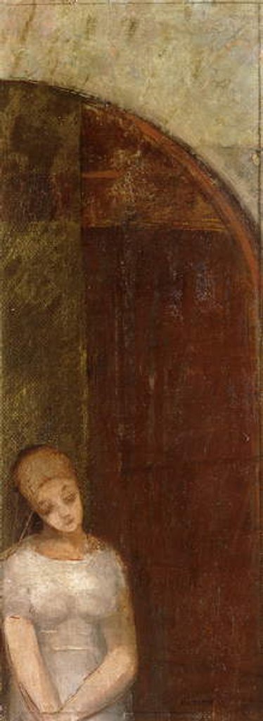 Detail of Young Woman Beneath an Arch; Jeune Femme Sous Une Arche, c.1886 by Odilon Redon