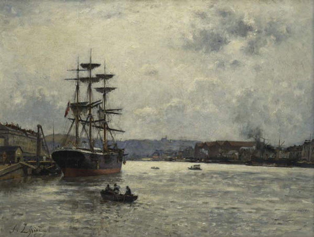 Detail of The Port of Caen; Le Port de Caen by Stanislas Victor Edouard Lepine