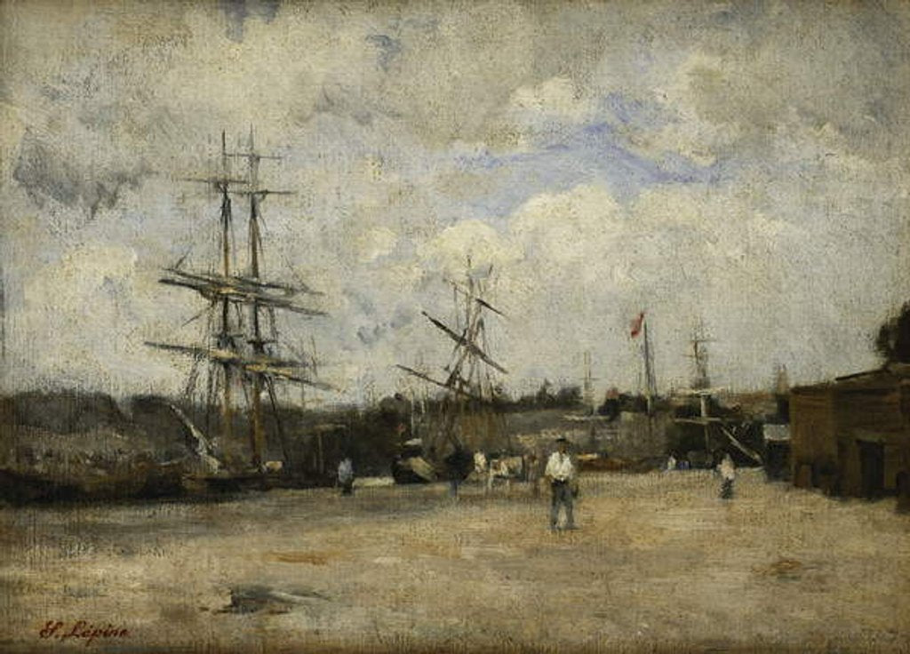 Detail of The Port of Rouen; Le Port de Rouen by Stanislas Victor Edouard Lepine