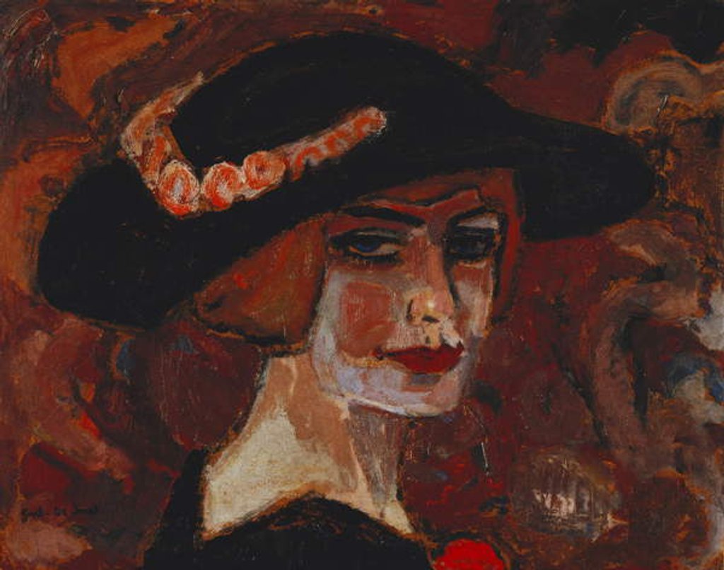 Detail of Young Woman with a Hat; Jeune Fille au Chapeau, 1917 by Gustave de Smet