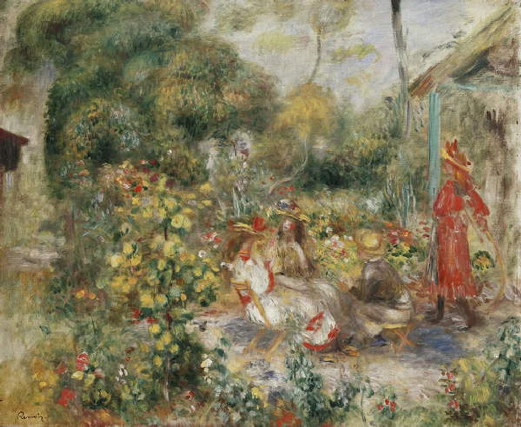 Detail of Girls in a Garden in Montmartre; Fillettes dans un Jardin a Montmartre, c.1893-5 by Pierre Auguste Renoir