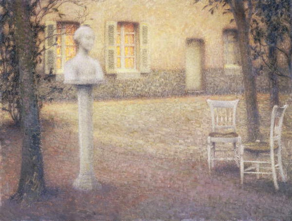 Detail of The Bust in the Garden at Twilight by Henri Eugene Augustin Le Sidaner