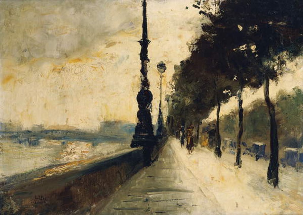 Detail of The Embankment, London; Der Uferdamm, London, 1926 by Lesser Ury