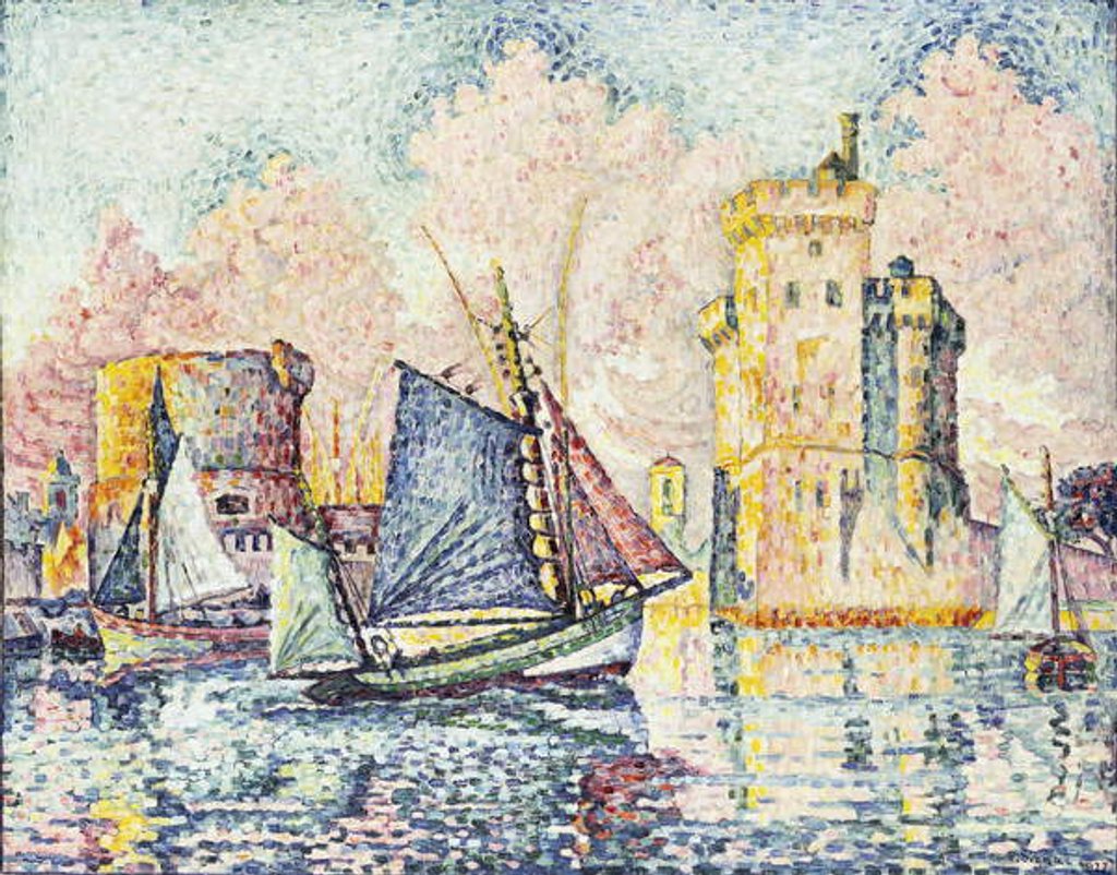 Detail of Tuna Boat Entering the Port of La Rochelle, Setting; Le Thonier Entrant dans le Port de La Rochelle, Couchant, 1927 by Paul Signac