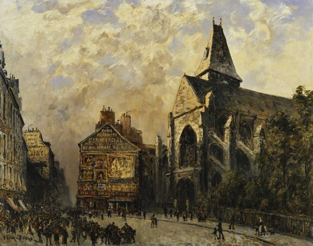 Detail of Street Scene behind the Saint Medard Church, Paris; Scene de Rue devant L'Eglise de Saint-Medard, Paris by Frank Myers Boggs