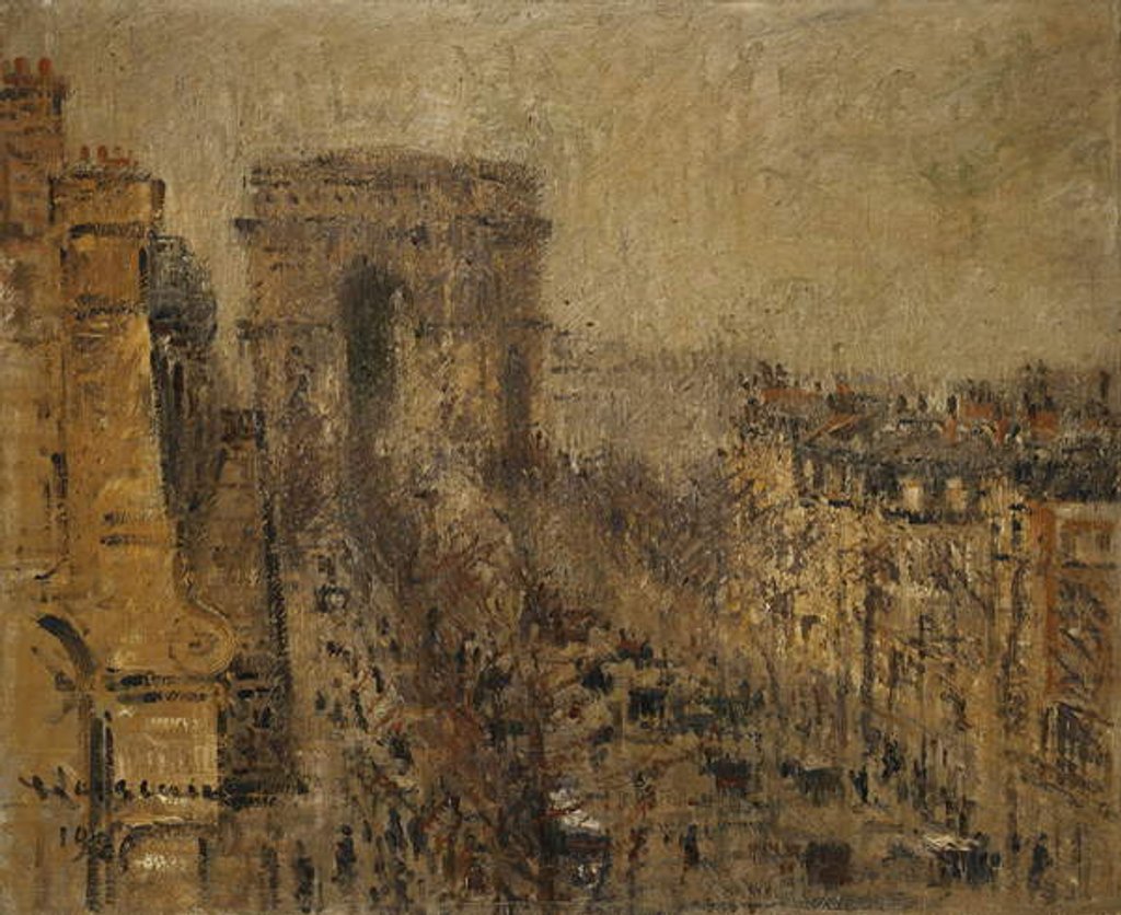 Detail of L'Avenue de Friedland, Paris, Cloudy Sky; L'Avenue de Friedland, Paris, Ciel Nuageux, 1925 by Gustave Loiseau