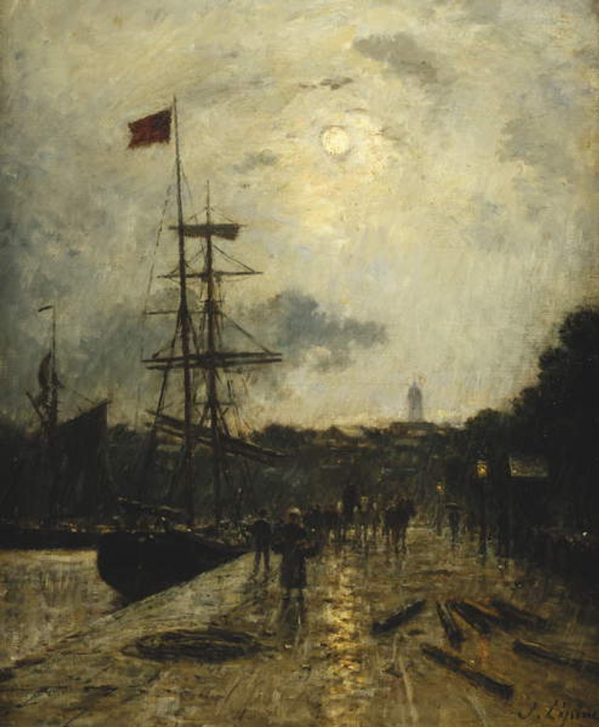 Detail of Quay at Caen; Quai a Caen by Stanislas Victor Edouard Lepine
