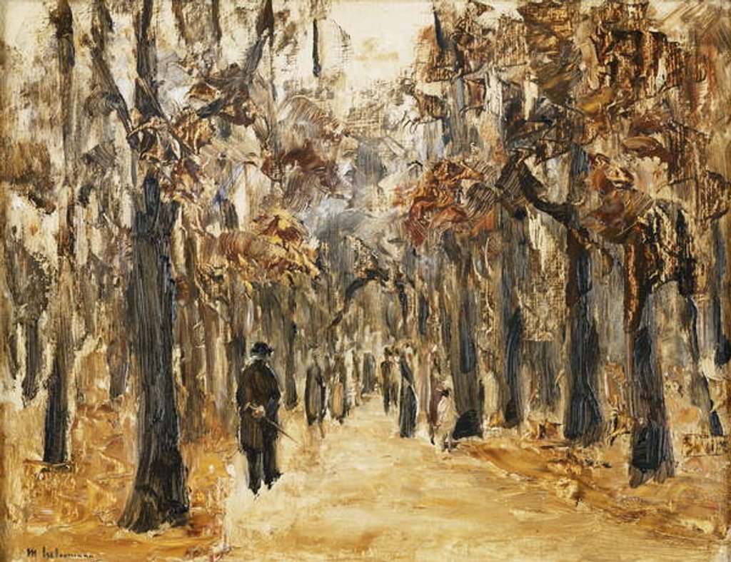 Detail of Zoological Gardens in Autumn with Figures Walking; Tiergarten im Herbst mit Spaziergangern by Max Liebermann