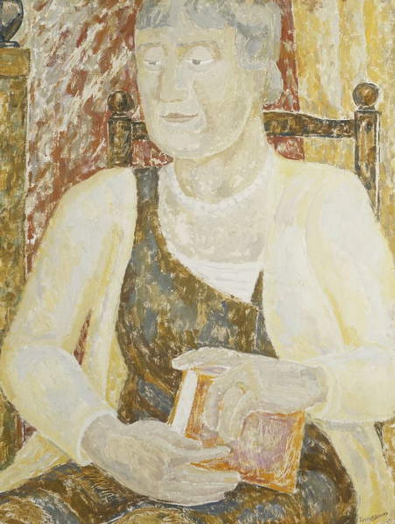 Detail of Portrait of Mrs Ody holding a Book by Jessica Stewart Dismorr