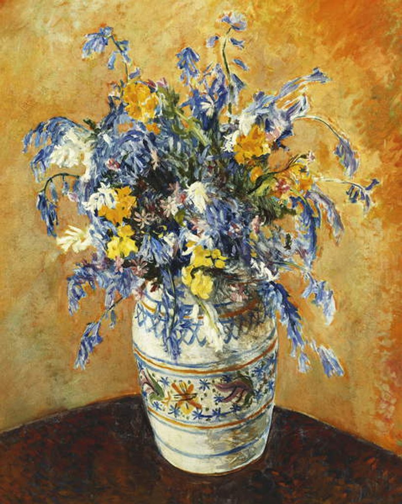 Detail of Bluebells and Narcissi in a Decorated Vase, by James Bolivar Manson