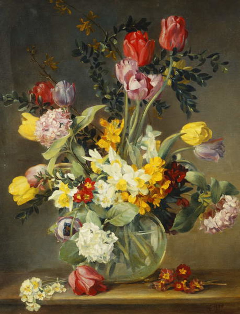 Detail of Tulips in a Glass Vase, by Albert Williams