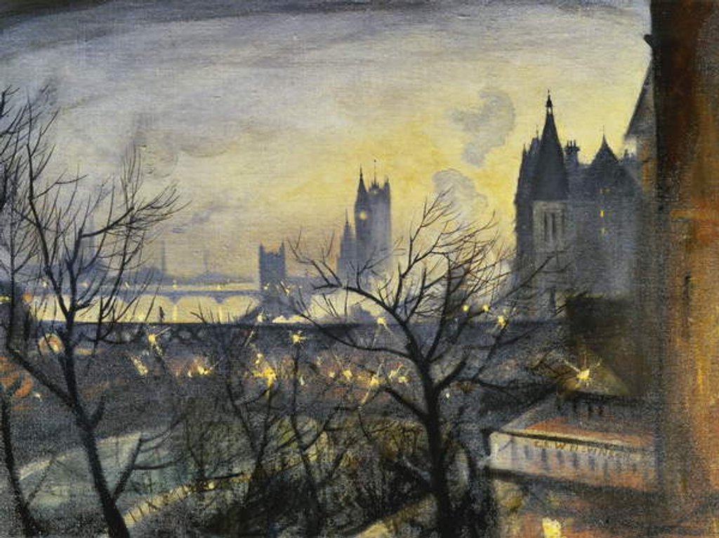 Detail of London Twilight from the Adelphi, by Christopher Richard Wynne Nevinson