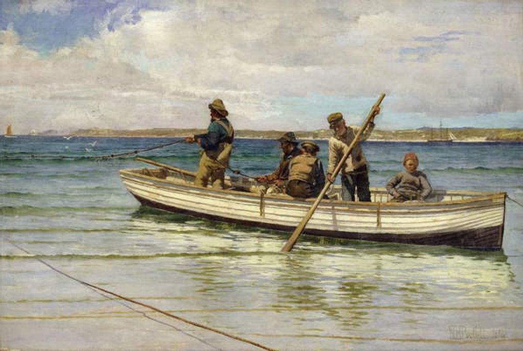 Detail of Hauling in the Catch, 1884 by William H. Bartlett