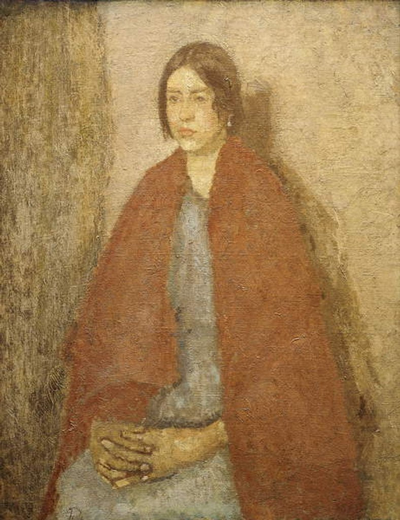 Detail of Young Woman in a Red Shawl, by Gwen John