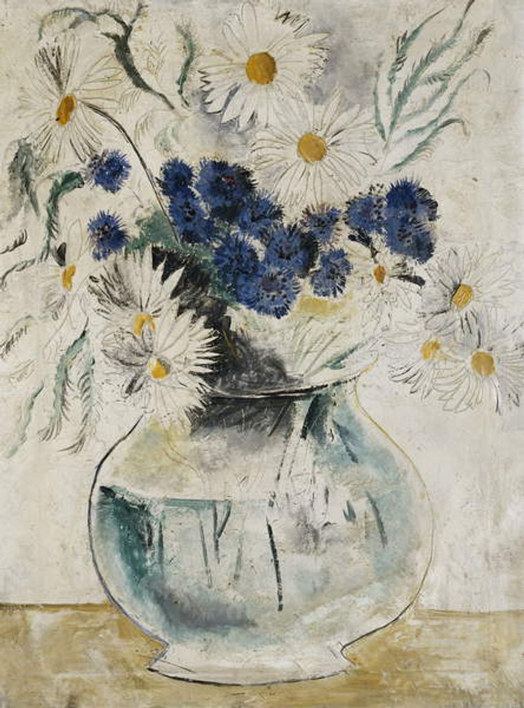 Detail of Daisies and Cornflowers in a Glass Bowl, 1927 by Christopher Wood