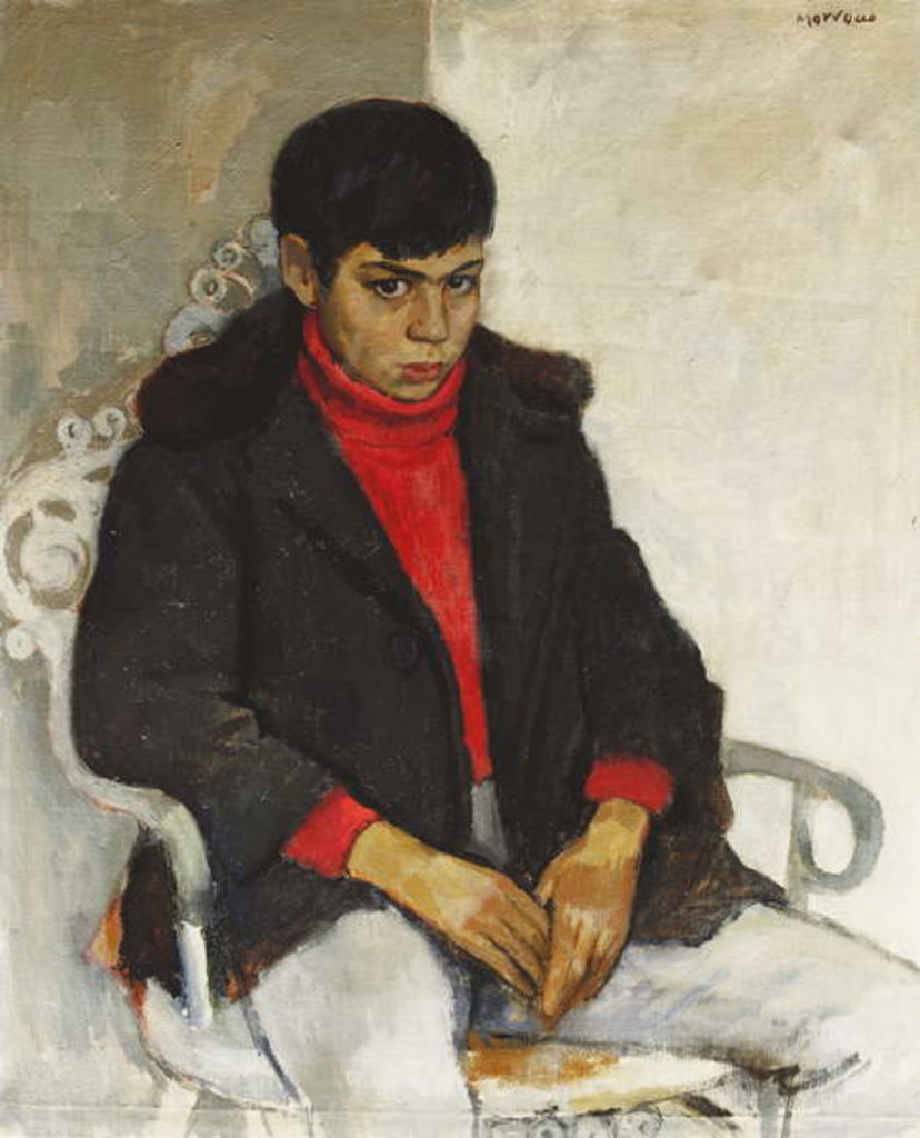 Detail of Portrait of Laurie Morrocco by Alberto Morrocco