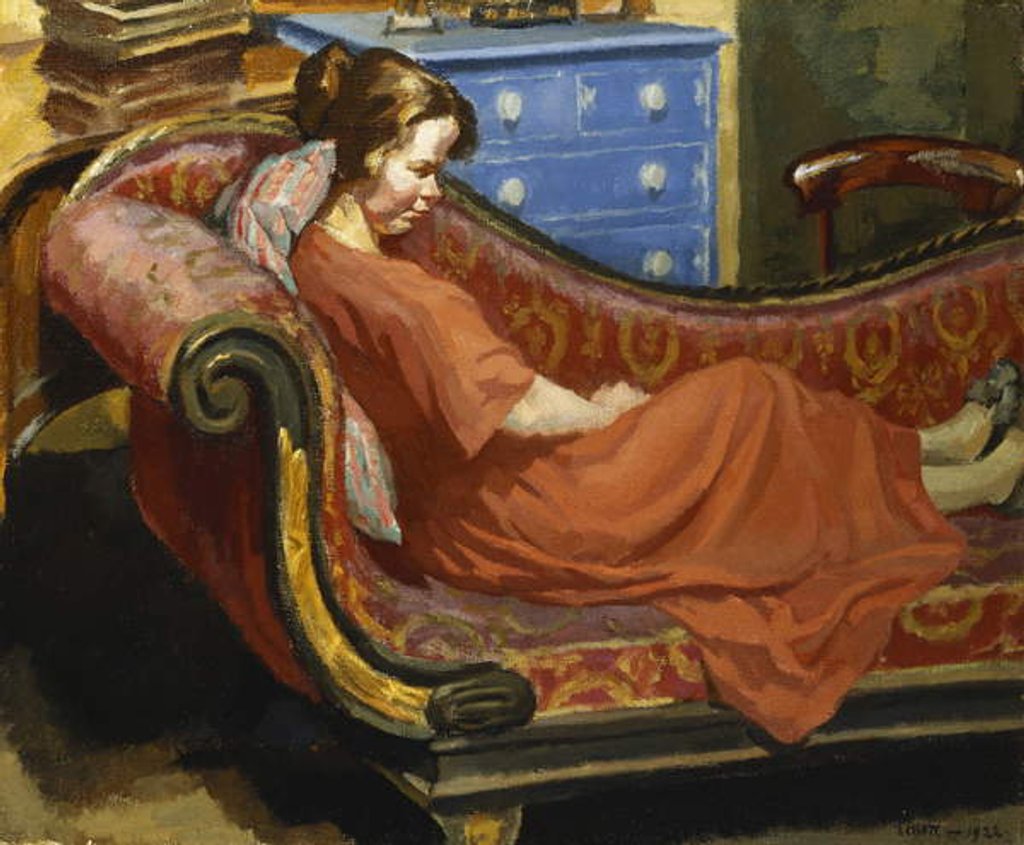 Detail of Girl Resting on a Chaise Longue, 1922 by Therese Lessore