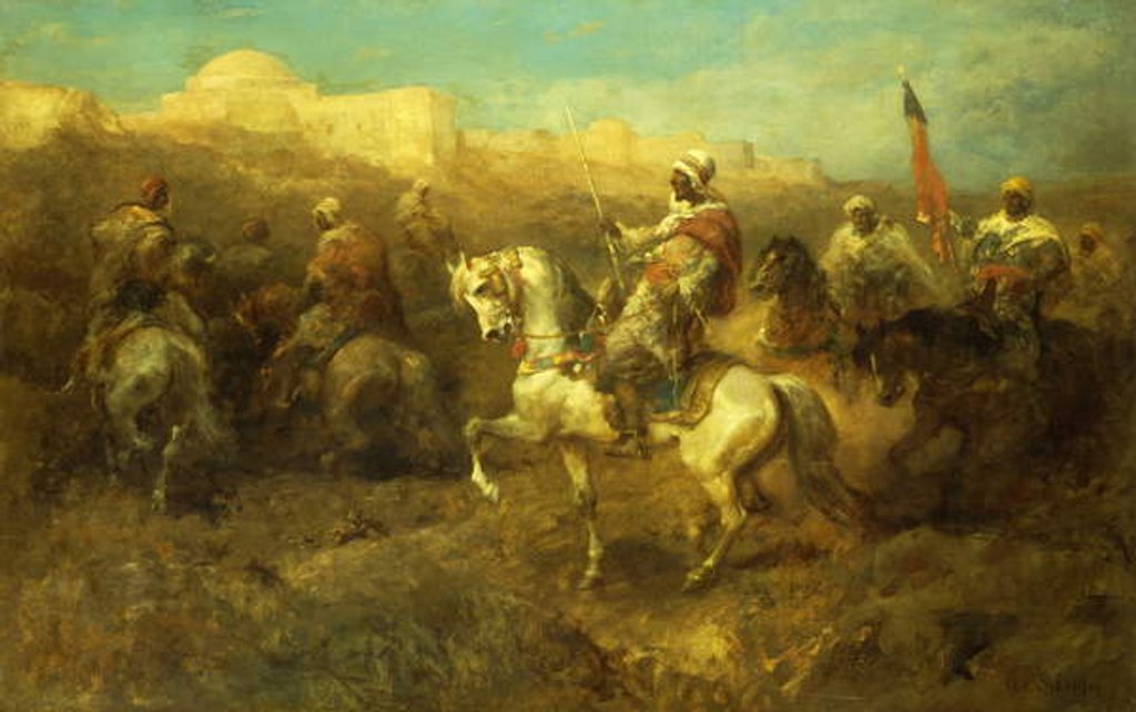 Detail of Arab Horsemen on the March by Adolf Schreyer