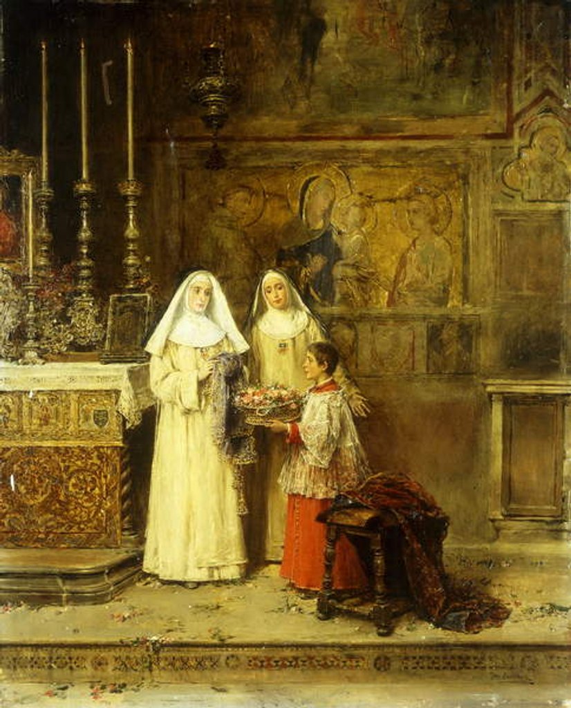 Detail of Celebrating Santa Maria della Rosa by Jose Benlliure y Gil