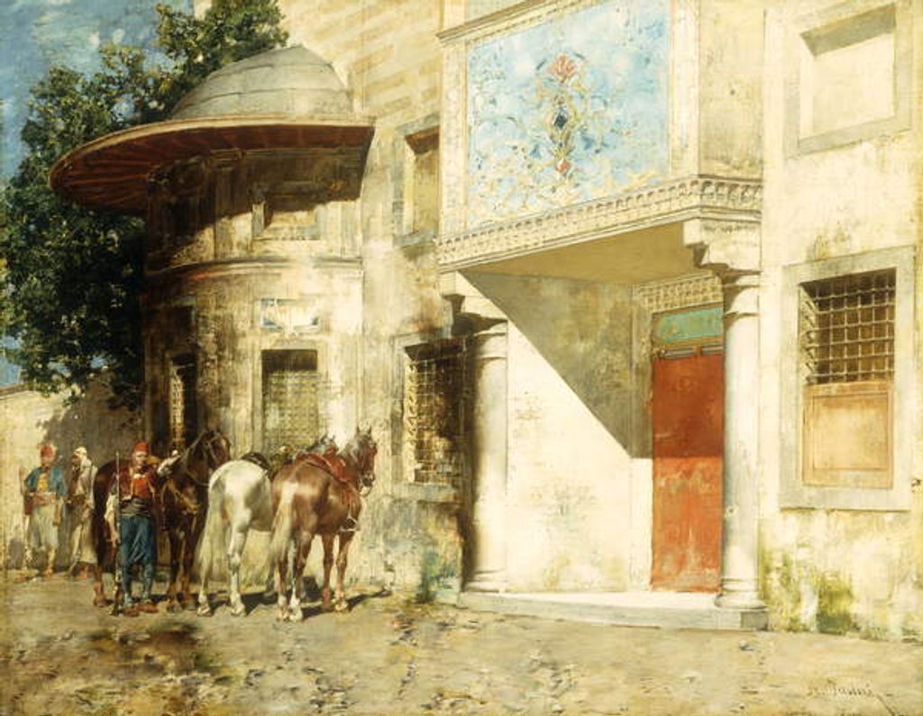 Detail of Outside the Mosque by Alberto Pasini