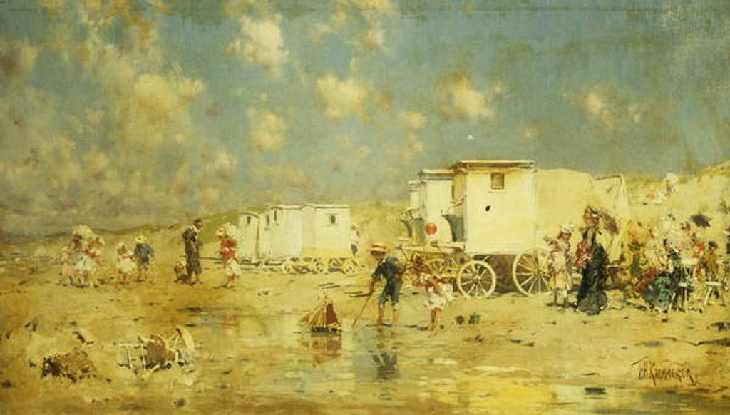 Detail of The Beach at Scheveningen, Holland by Frederik Hendrik Kaemmerer