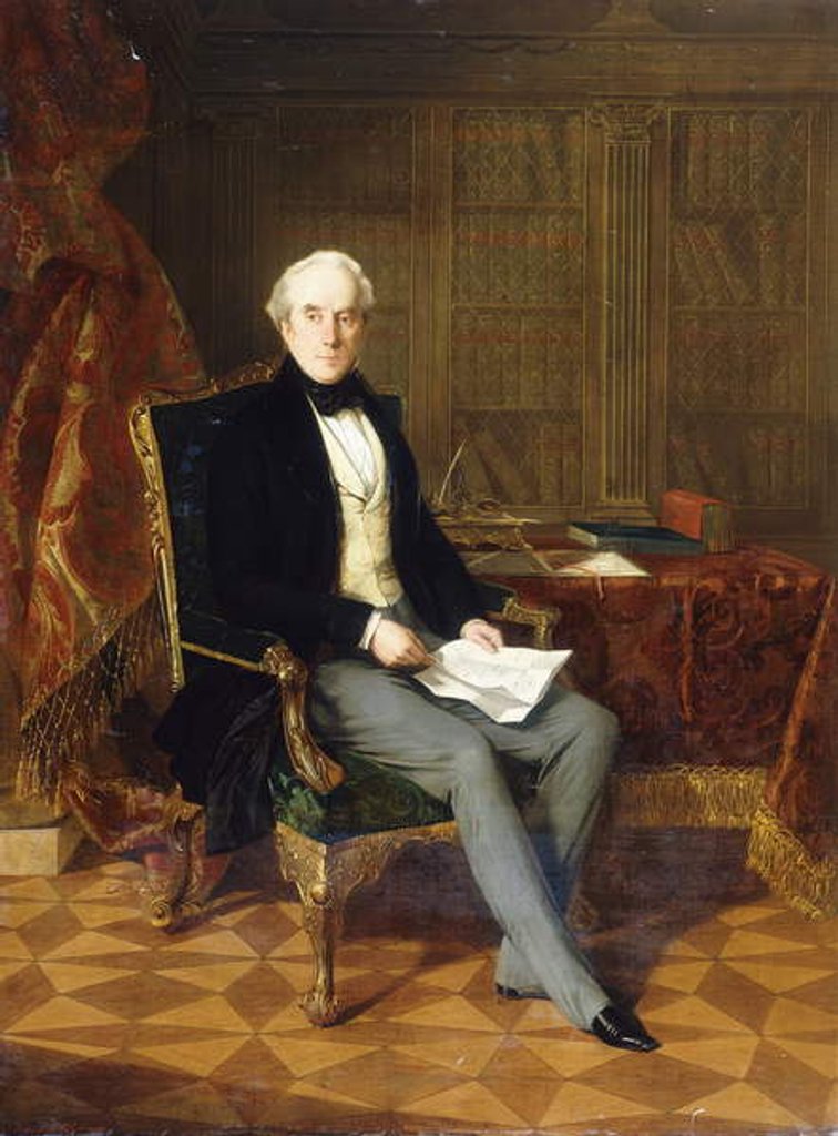 Detail of Portrait of Henry Pelham-Clinton, K.G., 4th Duke of Newcastle, Holding a Document, in His Study, 1850 by Henry Nelson O'Neil