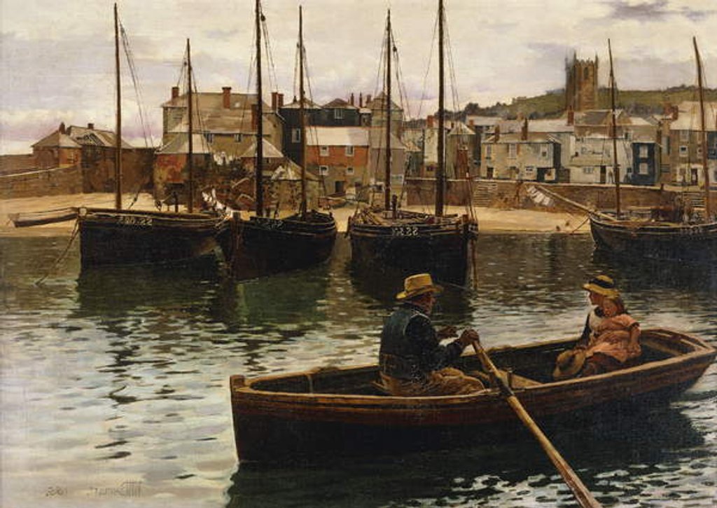 Detail of The Harbour, St.Ives, Cornwall, 1885 by William H. Bartlett