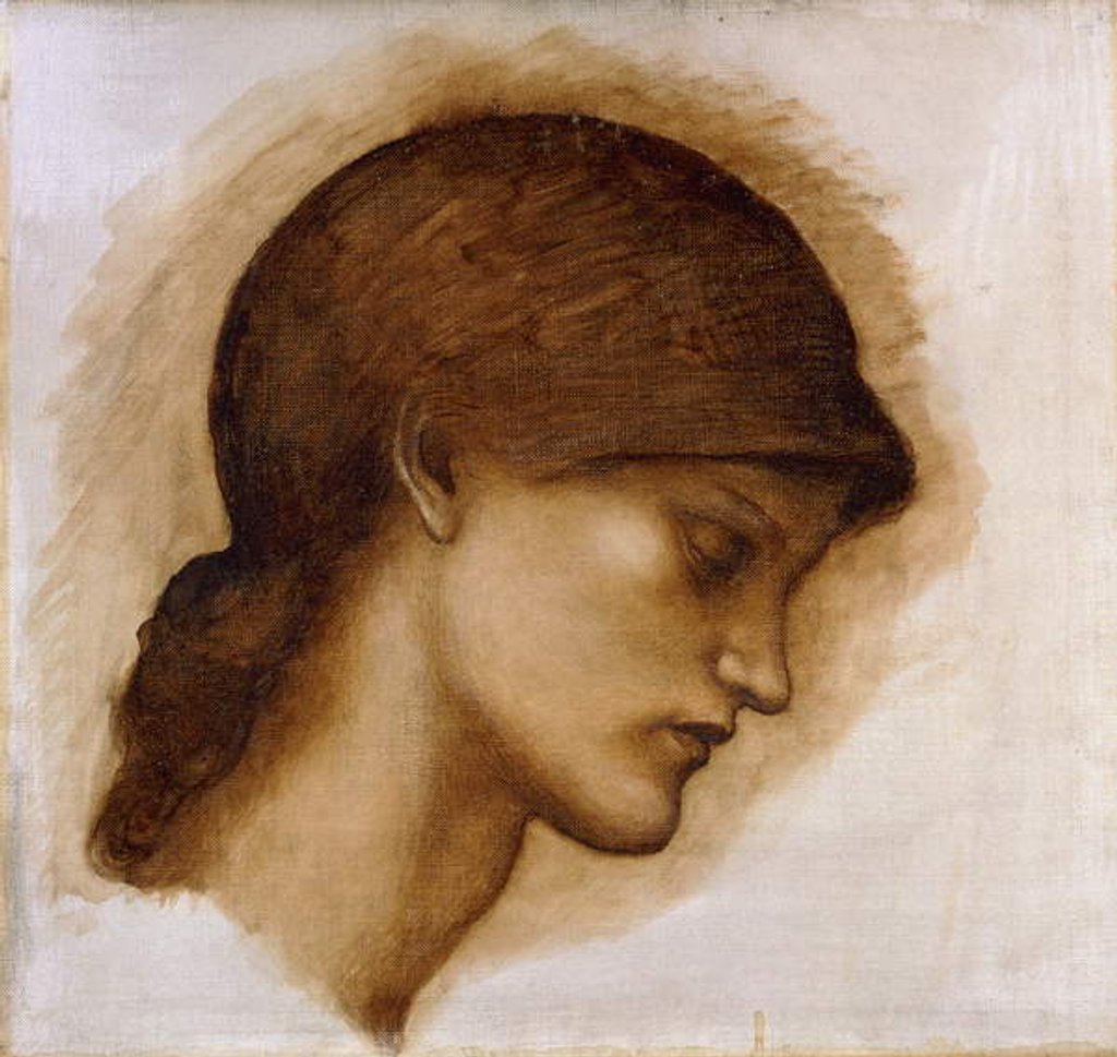 Detail of Study of a Lady's Head, by Edward Coley Burne-Jones