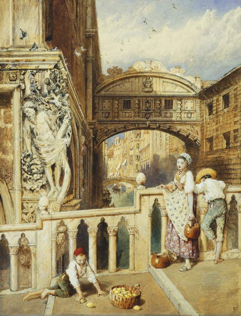 Detail of The Bridge of Sighs, Venice by Myles Birket Foster