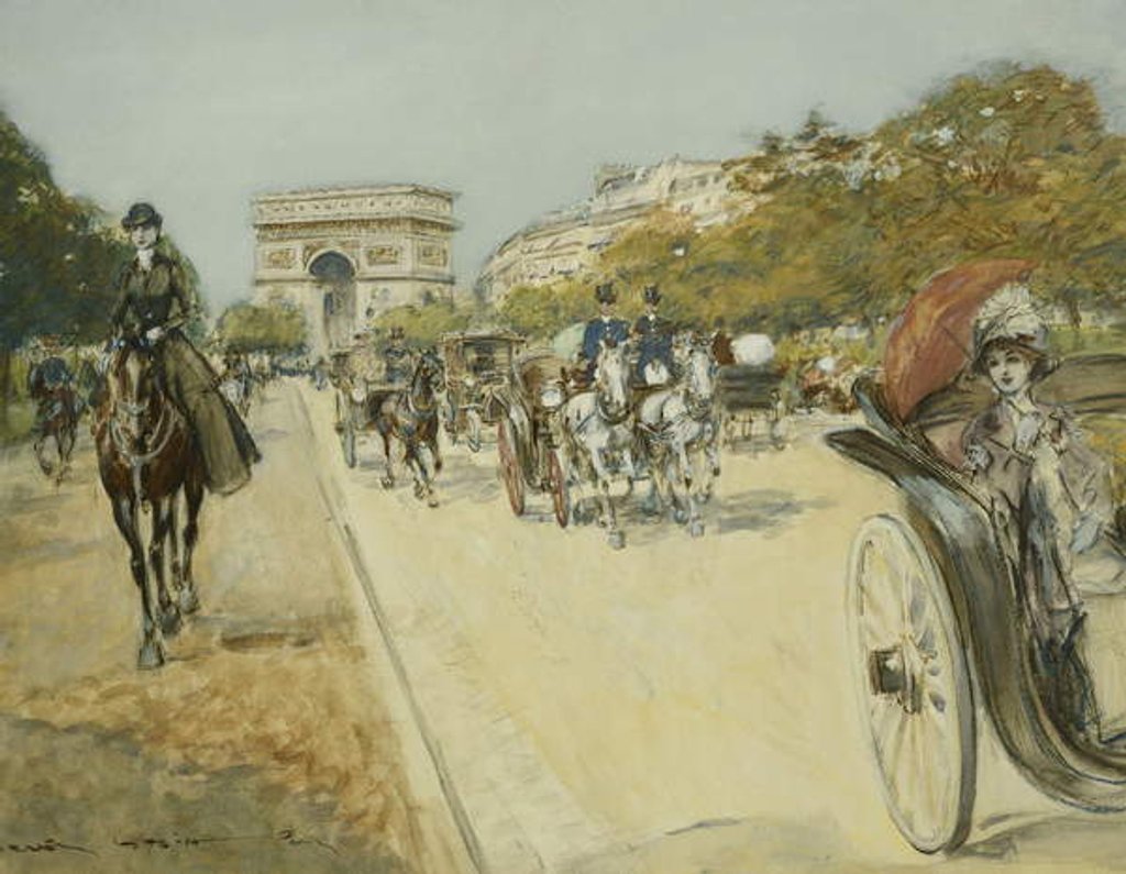 Detail of Elegant Figures Before the Arc de Triomphe, Paris by Georges Stein